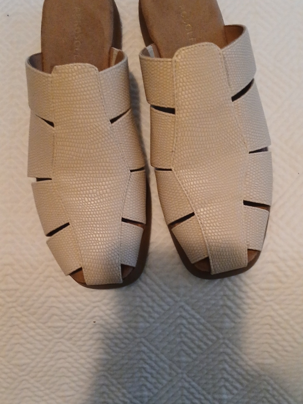 Aerosoles Women's Cream Textured Slide Mules